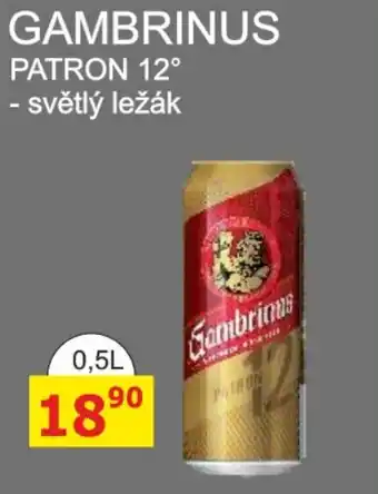 BENE Nápoje GAMBRINUS PATRON 12° 0.5L nabídka