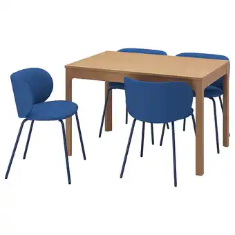 Ekedalen / krylbo Stůl a 4 židle, dub/tonerud modrá, 120/180 cm