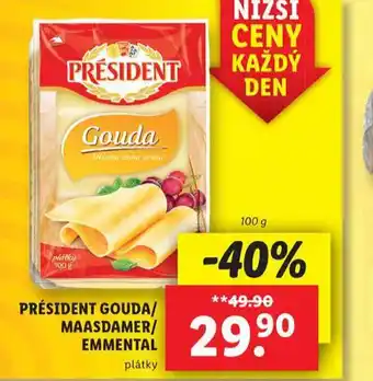 Lidl Président gouda / maasdamer / emmental nabídka