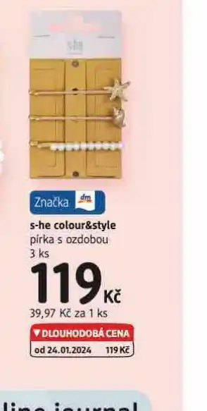 dm drogerie S-he colour & style pírka s ozdobou nabídka