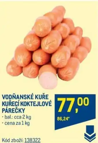 Makro VODŇANSKÉ KUŘE KUŘECÍ KOKTEJLOVÉ PÁREČKY nabídka