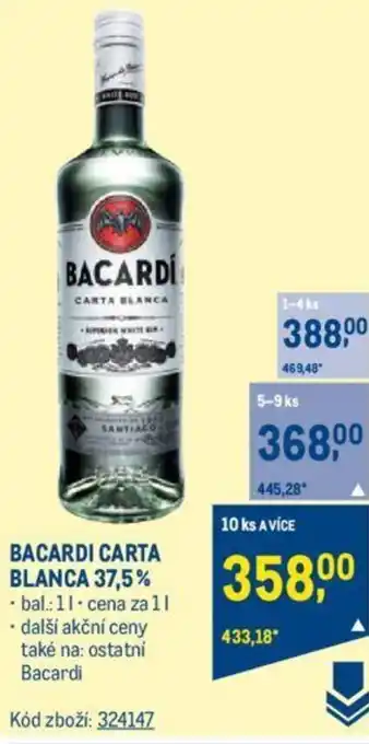 Makro BACARDI CARTA BLANCA 37,5% nabídka