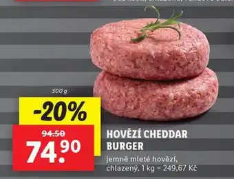 Lidl Hovězí cheddar burger nabídka
