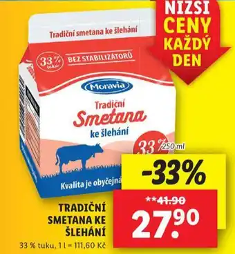 Lidl Tradiční smetana ke šlehání nabídka