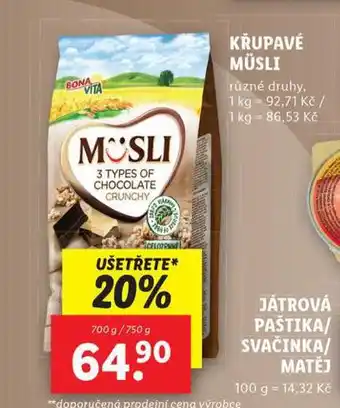 Lidl Křupavé musli nabídka