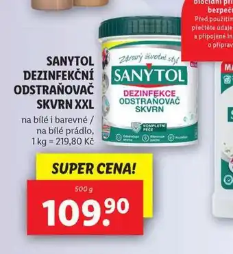 Lidl Sanytol dezinfekční odstraňovač skvrn nabídka