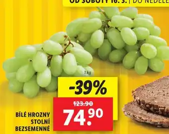 Lidl Bílé hrozny stolní bezsemenné nabídka