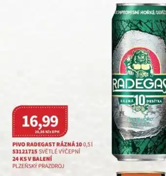 Kubík potraviny PIVO RADEGAST RÁZNÁ 10 0,5 L nabídka