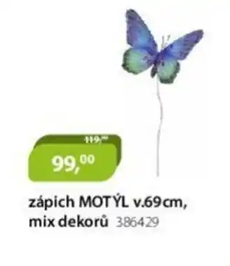 zápich MOTÝL v.69cm, mix dekorů