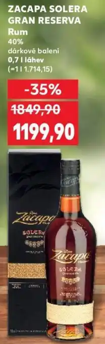 Kaufland ZACAPA SOLERA GRAN RESERVA Rum nabídka