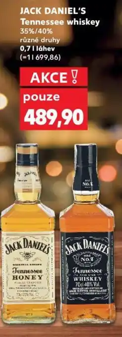 Kaufland JACK DANIEL'S Tennessee whiskey 0.7L nabídka