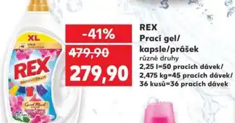 Kaufland REX Prací gel/ kapsle/prášek nabídka