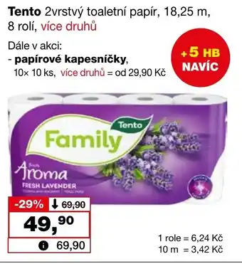 Barvy a laky drogerie Tento 2vrstvý toaletní papír, 18,25 m, 8 rolí nabídka
