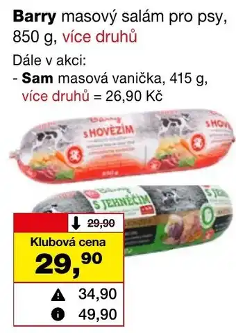 Barvy a laky drogerie Barry masový salám pro psy, 850 g nabídka
