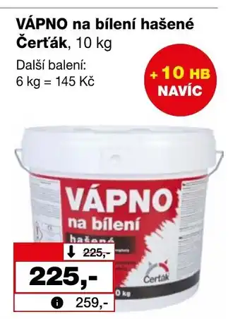 Barvy a laky drogerie VÁPNO na bílení hašené Čerťák, 10 kg nabídka