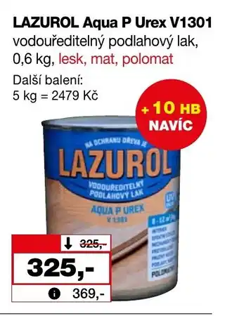 Barvy a laky drogerie LAZUROL Aqua P Urex V1301 vodouředitelný podlahový lak, 0.6 kg nabídka