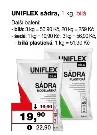 Barvy a laky drogerie UNIFLEX sádra, 1 kg, bílá nabídka