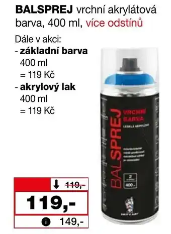 Barvy a laky drogerie BALSPREJ vrchní akrylátová barva, 400 ml nabídka