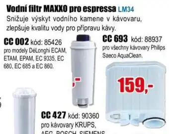 Vodní filtr MAXXO pro espressa