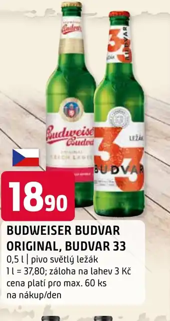 Terno BUDWEISER BUDVAR ORIGINAL, BUDVAR 33 0.5L nabídka