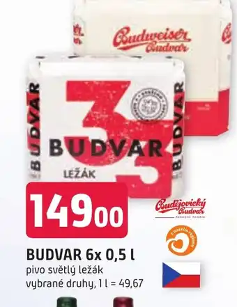 Trefa BUDVAR 6x 0,5L nabídka