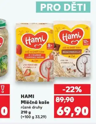 Kaufland Hami mléčná kaše nabídka