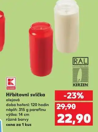 Kaufland Hřbitovní svíčka nabídka