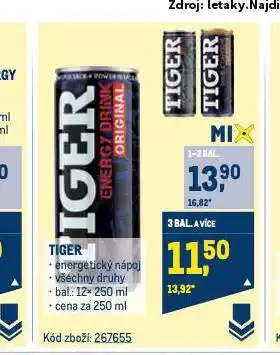 Makro Tiger energy drink nabídka