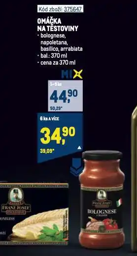 Makro Omáčka na těstoviny nabídka