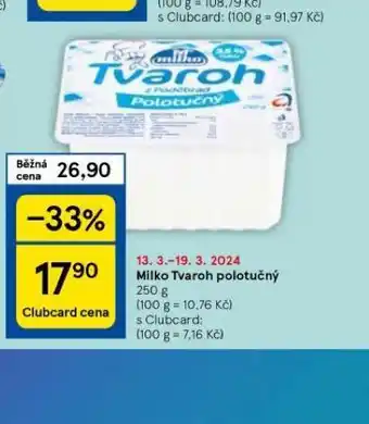 Tesco Milko tvaroh polotučný nabídka