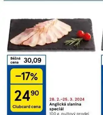 Tesco Anglická slanina speciál nabídka
