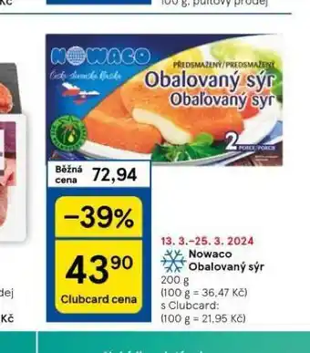 Tesco Nowaco obalovaný sýr nabídka