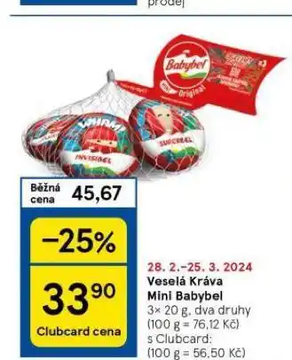 Tesco Veselá kráva mini babybel nabídka