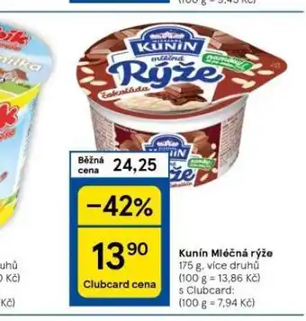 Tesco Kunín mléčná rýže nabídka