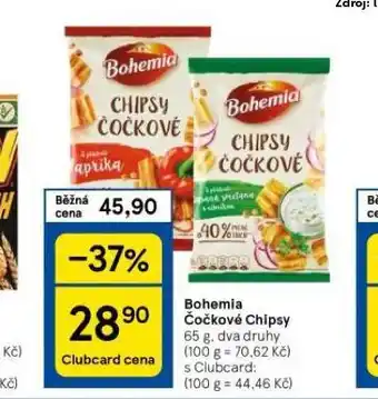 Tesco Bohemia čočkové chipsy nabídka