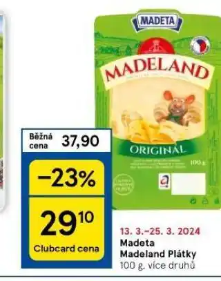 Tesco Madeta madeland plátky nabídka