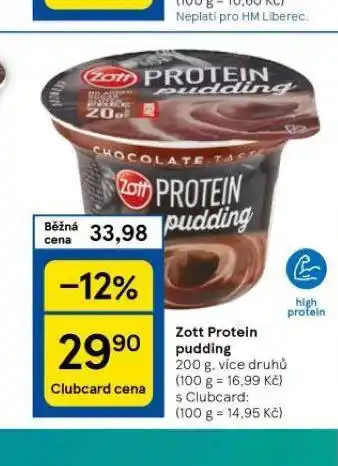 Tesco Zott protein pudding nabídka