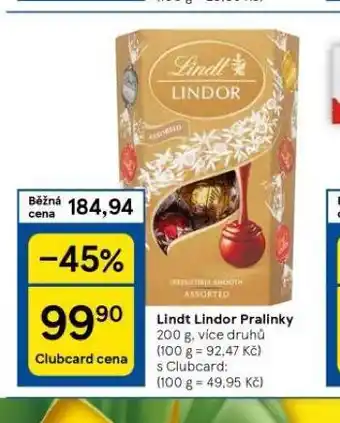 Tesco Lindt lindor pralinky nabídka