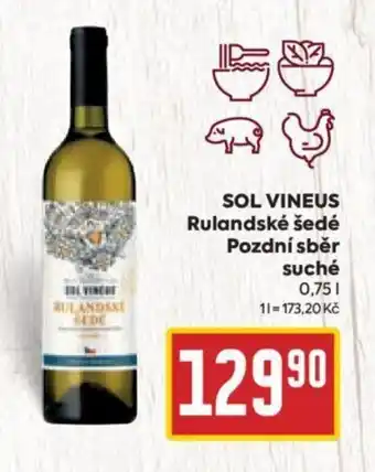 Billa SOL VINEUS Rulandské šedé Pozdní sběr suché 0,75L nabídka