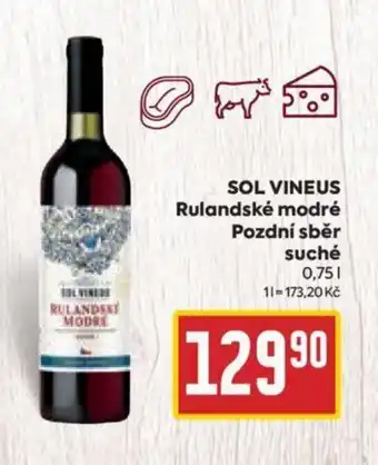 Billa SOL VINEUS Rulandské modré Pozdní sběr suché 0.75L nabídka