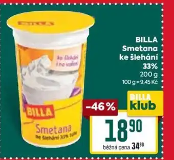 Billa BILLA Smetana ke šlehání 33% nabídka