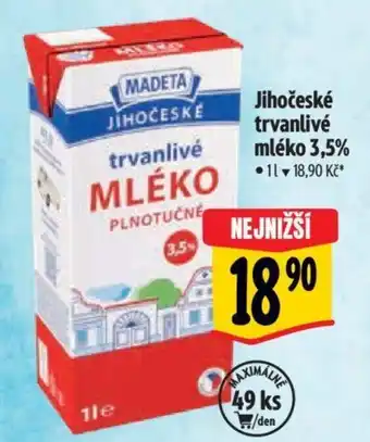 Albert Jihočeské trvanlivé mléko 3,5% nabídka