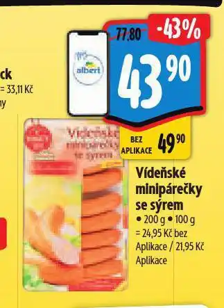 Albert Vídeňské minipárečky se sýrem nabídka