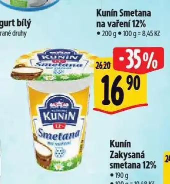Albert Kunín smetana na vaření nabídka