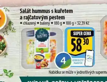 Albert Salát hummus s kuřetem a rajčatovým pestem nabídka