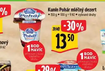 Albert Kunín pohár mléčný dezert nabídka