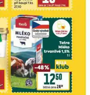 Billa Trvanlivé mléko 1,5% nabídka