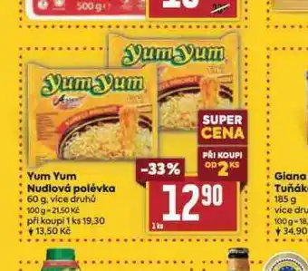Billa Yum yum instantní nudlová polévka nabídka