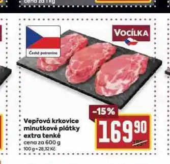Billa Vepřová krkovice minutkové plátky extra tenké nabídka