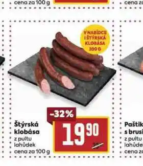 Billa Štýrská klobása nabídka